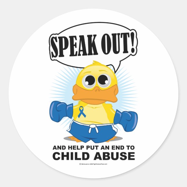 Boxing Duck Child Abuse Classic Round Sticker (Front)