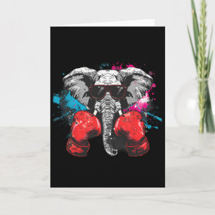Boxing Elephant Lover Boxing Gloves Kickboxing Fun Card
