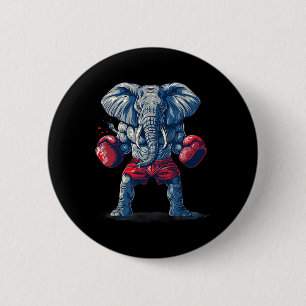 Boxing Elephant With Boxing Gloves Kickboxing Funn 2 Inch Round Button