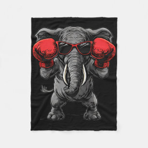 Boxing Elephant With Boxing Gloves Kickboxing Funn Fleece Blanket