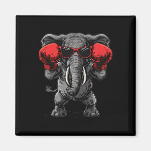 Boxing Elephant With Boxing Gloves Kickboxing Funn Magnet