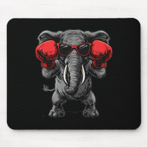 Boxing Elephant With Boxing Gloves Kickboxing Funn Mouse Pad