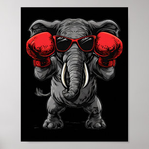 Boxing Elephant With Boxing Gloves Kickboxing Funn Poster