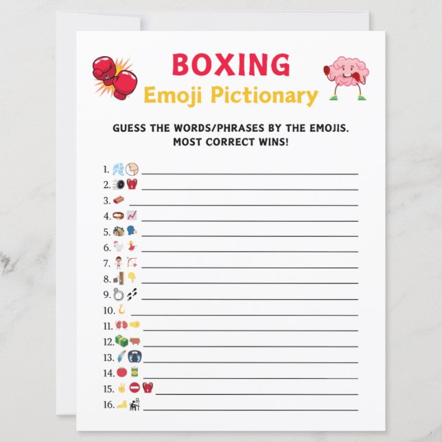 Boxing Emoji Pictionary Game (Front)