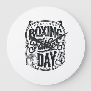 Boxing Father Day Vintage Engraving Shirt Design_1 Large Clock