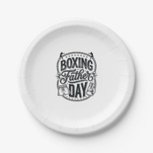 Boxing Father Day Vintage Engraving Shirt Design_1 Paper Plate