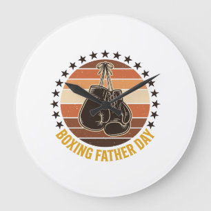 Boxing Father Day Vintage Gloves Shirt Design_1 Large Clock