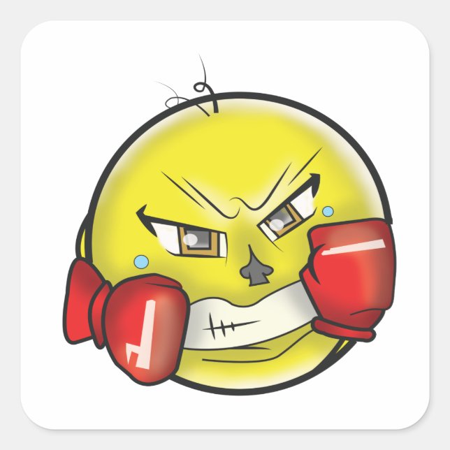 Boxing Fight Emoji W/ Gloves Square Sticker (Front)