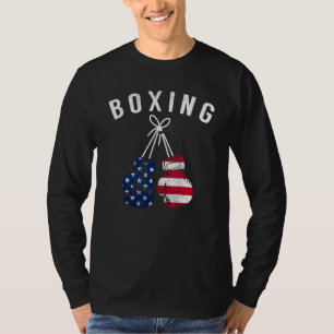 Boxing  For Him Dad Men Box Gloves American Flag U T-Shirt