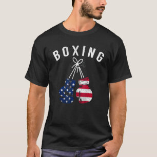 Boxing For Him Dad Men Box Gloves American Flag U T-Shirt