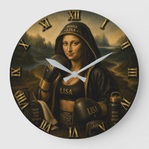 Boxing Funny Mona Lisa Large Clock