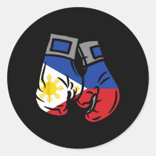 Boxing Glove With The Flag Of Philippines Classic Round Sticker