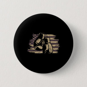 Boxing Gloves American Flag Retro Old School Boxin 2 Inch Round Button
