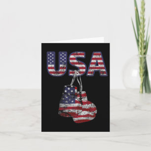 Boxing Gloves American Flag Tee For Women Kids Men Card