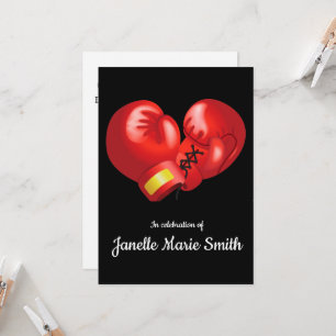 Boxing Gloves Design Memorial Card