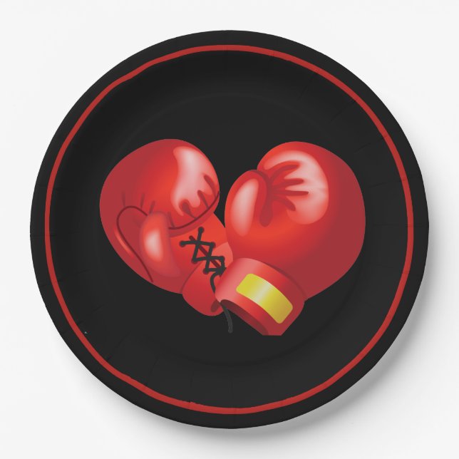 Boxing Gloves Design Paper Party Plate (Front)