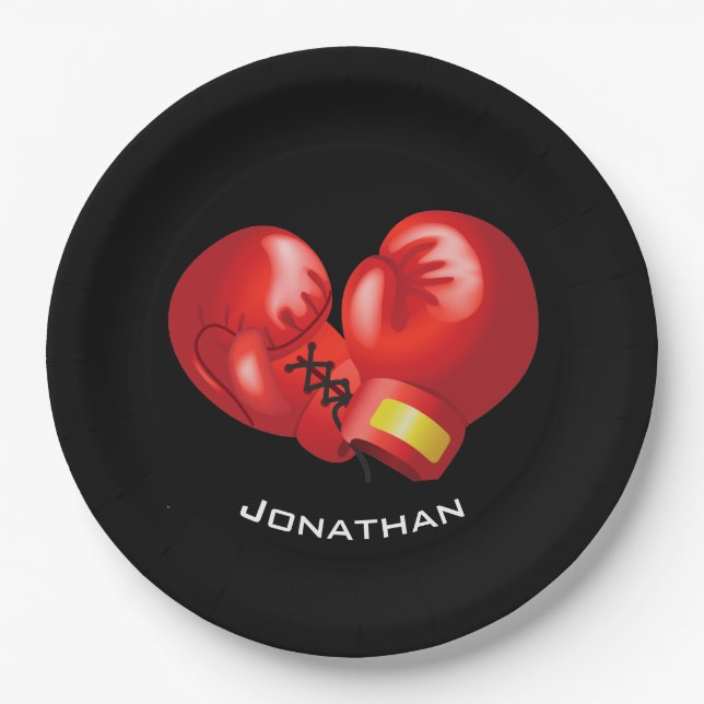 Boxing Gloves Design Paper Party Plate (Front)