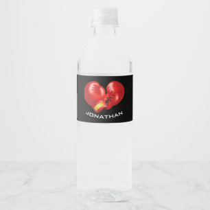 Boxing Gloves Design Water Bottle Label