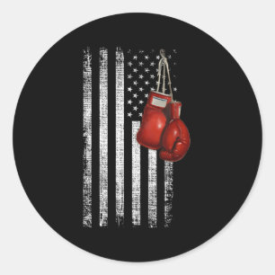Boxing Gloves Distressed United States Flag Classic Round Sticker