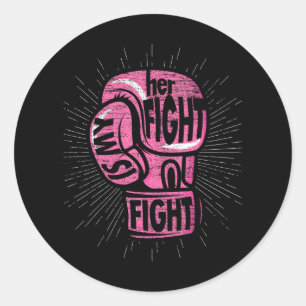 Boxing Gloves Her Fight Is My Fight Breast Cancer Classic Round Sticker