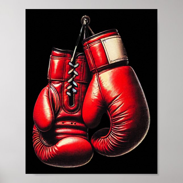 Boxing Gloves Red Boxing Sport Boxer Kickboxing  Poster (Front)