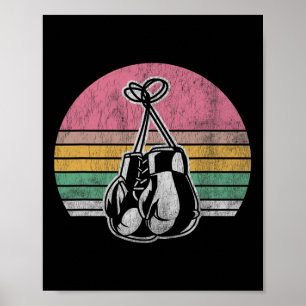 Boxing Gloves Retro Style Vintage Sunset Colours  Poster