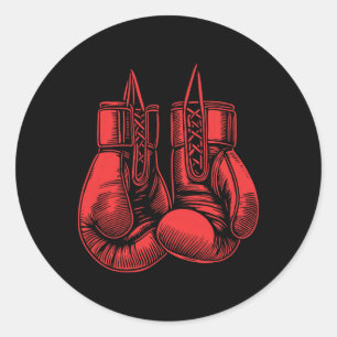Boxing Gloves Sport Boxer Kickboxer Workout Fighti Classic Round Sticker