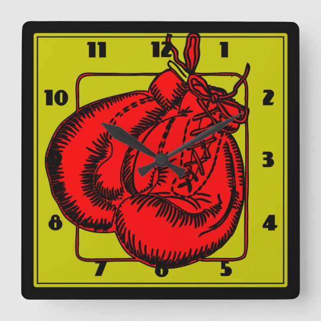 Boxing Gloves Square Wall Clock (Front)