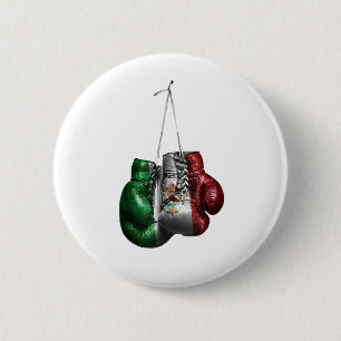 Boxing Gloves T-Shirt - Mexico Vintage flag 2 Inch Round Button
