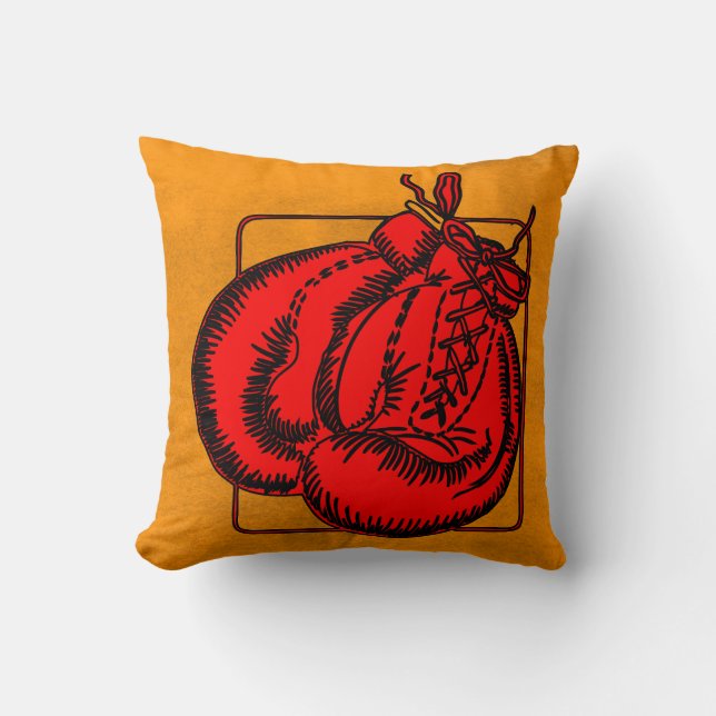 Boxing Gloves Throw Pillow (Front)