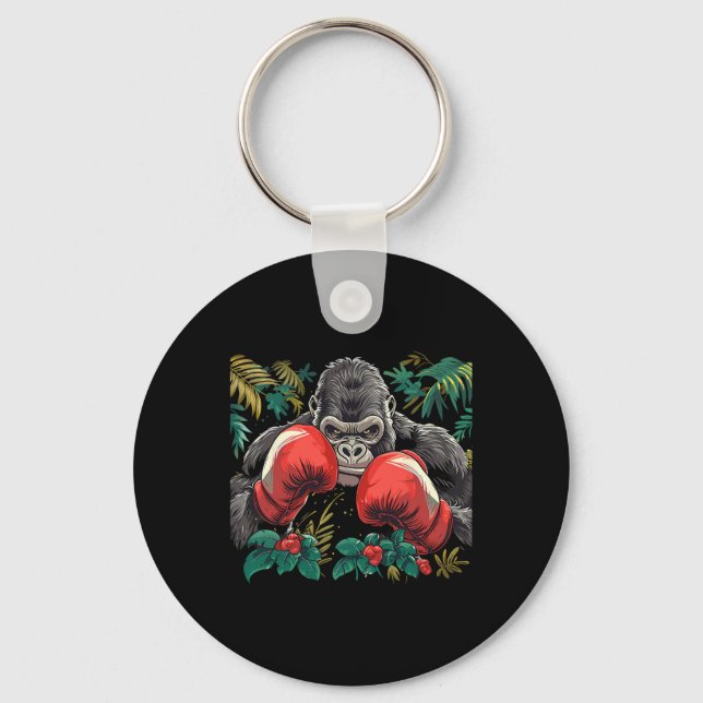 Boxing Gorilla With Boxing Gloves Kickboxing Funny Keychain (Front)