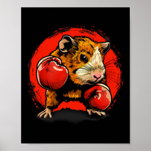 Boxing Guinea Pig With Boxing Gloves Kickboxing Fu Poster