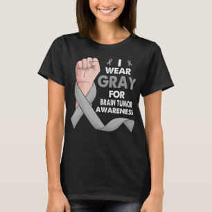 Boxing Hand I Wear grey For BRAIN TUMOR Awareness T-Shirt
