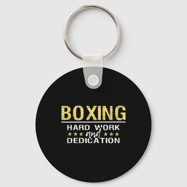 Boxing Hard Work And Dedication - Kickboxing Gym B Keychain (Front)