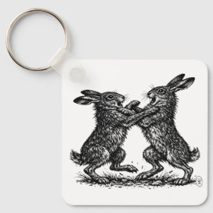 Boxing Hares – Haunted Ink Woodland Duel Keychain