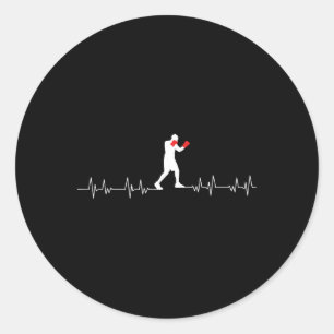 Boxing Heartbeat Art Boxing Gloves Gym Boxer Boys  Classic Round Sticker
