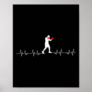 Boxing Heartbeat Art Boxing Gloves Gym Boxer Boys  Poster