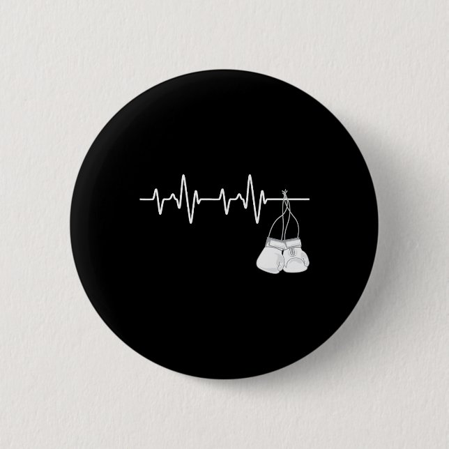Boxing Heartbeat - Boxing Lover Boxer Kickboxing F 2 Inch Round Button (Front)