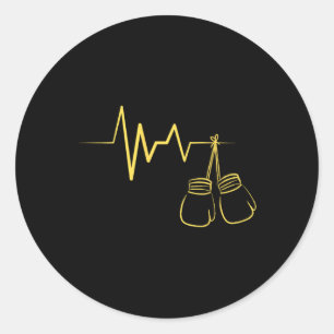 Boxing Heartbeat Design Cute Boxing Lover Boxer  Classic Round Sticker