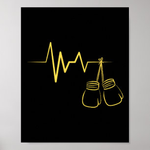 Boxing Heartbeat Design Cute Boxing Lover Boxer Poster