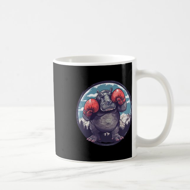 Boxing Hippo With Boxing Gloves Kickboxing Funny B Coffee Mug (Right)