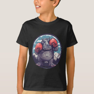 Boxing Hippo With Boxing Gloves Kickboxing Funny B T-Shirt