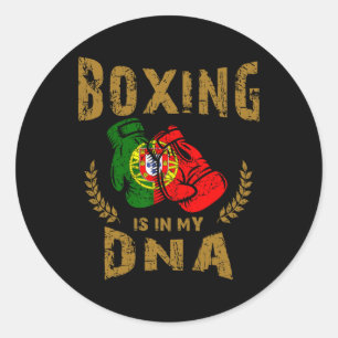 Boxing Is In My D-n-a Portugal Flag Boxing Gloves  Classic Round Sticker