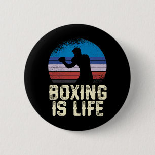 Boxing Is Life Vintage Sunset Silhouette  2 Inch Round Button