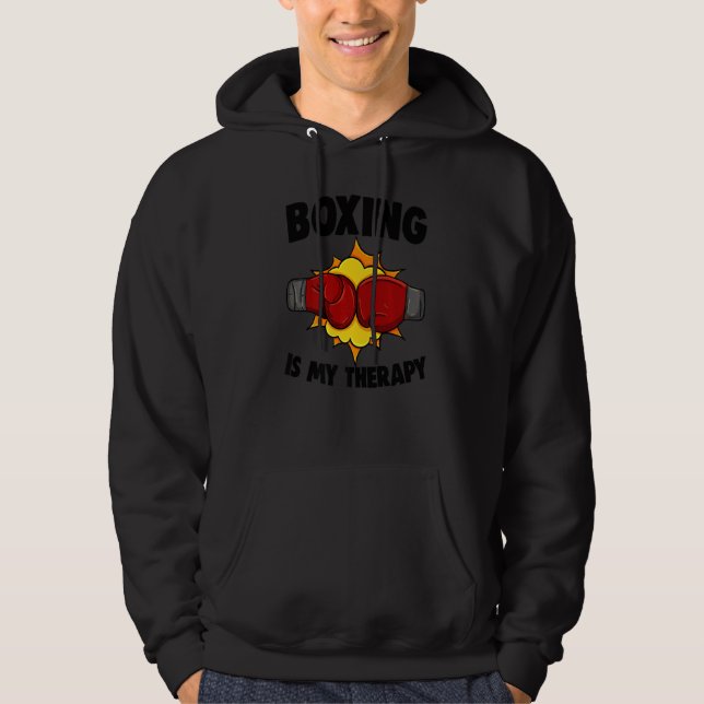 Boxing Is My Therapy  Women Boxing Sport Love Hoodie (Front)