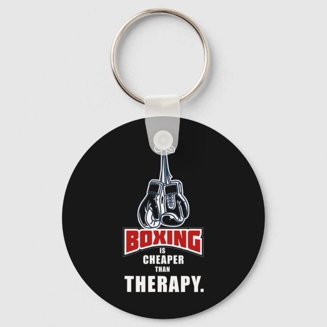 Boxing Its Cheaper Than Therapy Funny Saying  Keychain (Front)