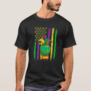 Boxing Jester Hat Retro American Flag Mardi Gras O T-Shirt
