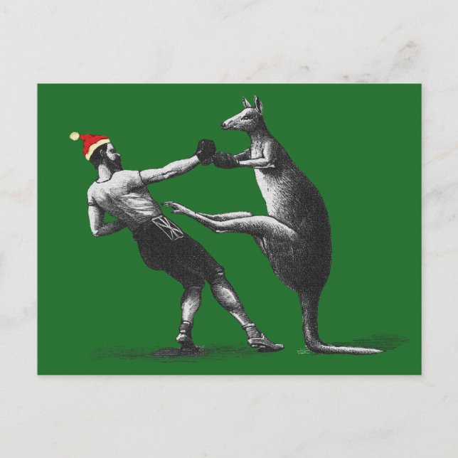 boxing kangaroo christmas holiday postcard (Front)