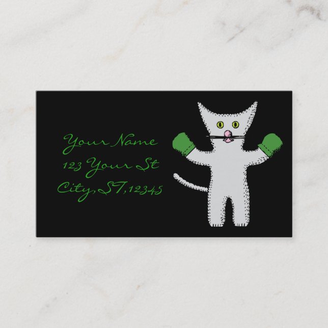 Boxing Kitten with Mittens Thunder_Cove Business Card (Front)