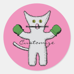 Boxing Kitten with Mittens Thunder_Cove Classic Round Sticker